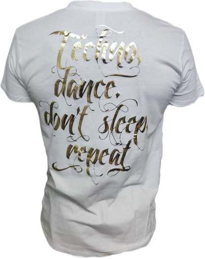 CAMISETA TECHNO, DANCE, DONT SLEEP, REPEAT