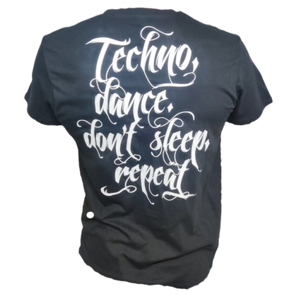 CAMISETA TECHNO, DANCE, DONT SLEEP, REPEAT