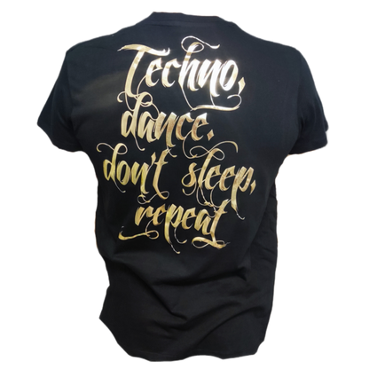 CAMISETA TECHNO, DANCE, DONT SLEEP, REPEAT