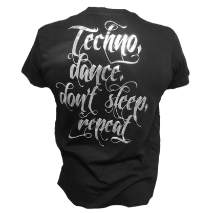 CAMISETA TECHNO, DANCE, DONT SLEEP, REPEAT